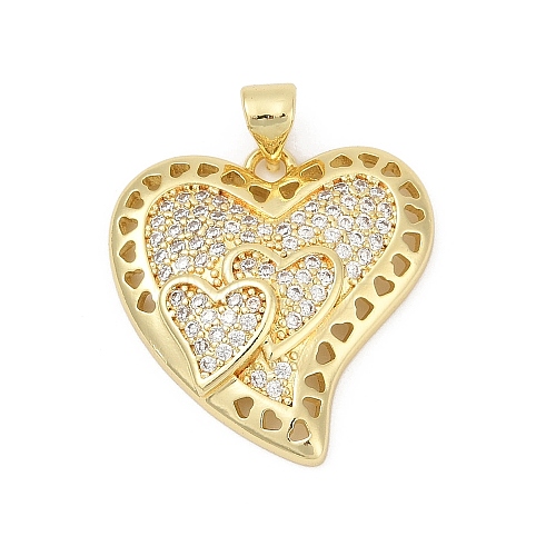 Brass Micro Pave Cubic Zirconia Pendants KK-D317-087G-1