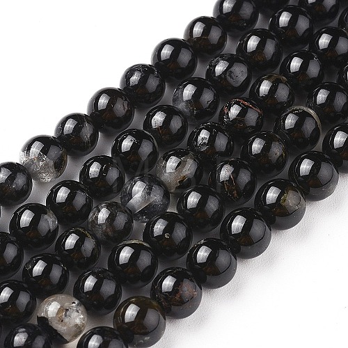 Natural Black Tourmaline Beads Strands G-F666-05-8mm-1