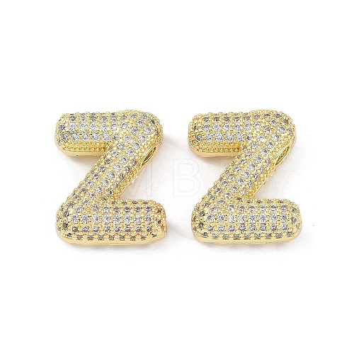 Brass Micro Pave Clear Cubic Zirconia Pendants KK-Z041-01G-Z-1