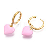 Enamel Heart Dangle Hoop Earrings EJEW-T018-01D-1
