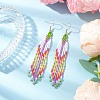 Handmade Glass Seed Beads Arrow Dangle Earrings EJEW-MZ00539-01-1