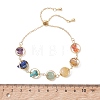 Chakra Brass Ring Link & Natural & Synthetic Mixed Gemstone Chips Beads Link Bracelets BJEW-TA00717-01-4