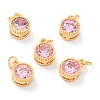Real 18K Gold Plated Brass Inlaid Cubic Zirconia Charms ZIRC-L100-081G-06-1