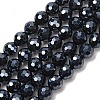 Electroplated Natural Agate Beads Strands G-B191-A07-6mm-18-2