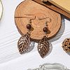 Leaf Natural Walnut Wood Dangle Earrings for Women EJEW-JE06101-01-2