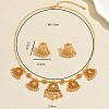Vintage Brass Micro Pave Clear Cubic Zirconia Filigree Bell Pendant Necklace & Stud Earrings Set for Women JR0711-2
