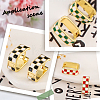 4 Pairs Rectangle with Tartan Pattern Alloy Enamel Hoop Earrings EJEW-SC0002-26C-7