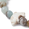 Natural Flower Amazonite & Synthetic Turquoise Dolphin Beaded Stretch Bracelets BJEW-JB09830-03-3