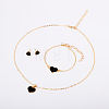 Heart Alloy Enamel Link Bracelets & Stud Earrings & Pendant Necklaces for Women FS-WG7E308-02-2