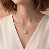 925 Sterling Silver Crystal 2CT Moissanite Square Pendant Necklaces for Women Casual Jewelry RU6226-1
