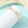 White Round Shell Pearl Brass Link Chain Bracelets for Women BJEW-JB14188-2