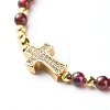 Cross Cubic Zirconia Beaded Bracelet for Girl Women BJEW-JB06848-02-4