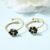 Adjustable 304 Stainless Steel Natural Black Onyx Cuff Open Rings RJEW-P187-01G-06-1
