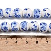Handmade Flower Printed Porcelain Ceramic Beads Strands PORC-M007-10mm-15-5