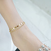 304 Stainless Steel Sequin Disc Link Chain & Ball Chain Double Layer Anklets for Women FS-WG0AA08-01-3