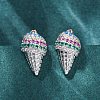 Brass Micro Pave Cubic Zirconia Stud Earrings EJEW-Q015-16P-2