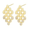 Brass Micro Pave Cubic Zirconia Stud Earrings PR-CBACDF6-03G-4