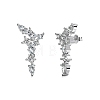 925 Sterling Silver with Cubic Zirconia Stud Earrings for Women EJEW-Z052-01P-2
