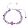 Adjustable Natural Freshwater Shell & Dyed Synthetic Turquoise Beads Braided Bead Bracelets for Women BJEW-JB13105-01-2