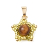 Natural Tiger Eye & Handmade Glass Seed Beaded Star Pendants PALLOY-MZ00490-02-1