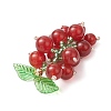 Natural Carnelian & Glass Seed Beaded Grape Pendants PALLOY-MZ00872-01-4