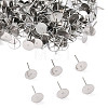 Tarnish Resistant 304 Stainless Steel Flat Round Blank Peg Stud Earring Findings STAS-S028-37-4