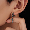 304 Stainless Steel Cubic Zirconia Hoop Dangle Earrings for Men WG5B424-01-2