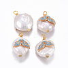 Natural Cultured Freshwater Pearl Pendants PEAR-E013-35D-2