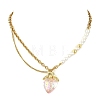Acrylic Strawberry Pendant 304 Stainless Steel Mixed Chain Necklaces with Shell Pearl Beads NJEW-JN06114-01-2