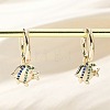 Brass Clear Cubic Zirconia Hoop Earrings EJEW-Q014-26G-4