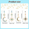 2 Sets 2 Styles Colorful Rhinestone Moon & Star Asymmetrical Earrings EJEW-FI0001-22-2
