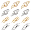 SUNNYCLUE 12Pcs 4 Style Brass Micro Pave Clear Cubic Zirconia Fold Over Clasps & Brass Fold Over Clasps KK-SC0004-10-1