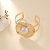 Iron & Plastic Pearl Cuff Bangles & Cuff Rings & Stud Earrings FS-WG5781C-01-2