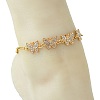 Alloy Full Crystal Rhinestone Butterfly Link Chain Anklets AJEW-AN00813-2