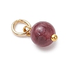 Dyed Natural Green Jade Imitation Tourmaline Round Bead Charms PALLOY-JF05068-4