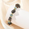 Raw Rough Natural Iolite & Dyed White Jade Beaded Bracelets for Women BJEW-JB14443-2
