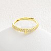 Adjustable Brass Micro Pave Clear Cubic Zirconia Finger Rings for Women FS-WG712C8-13-1