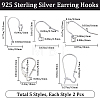 Beebeecraft 5 Pair 5 Style 925 Sterling Silver Earring Hooks & Leverback & Hoop Earrings Findings DIY-BBC0001-76-2