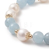 Natural Quartz(Dyed) & Pearl Round Beaded Stretch Bracelet for Women BJEW-JB09246-04-2
