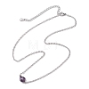 Natural Amethyst/Rose Quartz/Tiger Eye/Amazonite/Sodalite Faceted Round Pendant Necklaces NJEW-JN05133-01-5