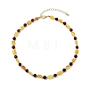 Natural Amber Rectangle & Round Beaded Necklaces for Women NJEW-JN06042-3