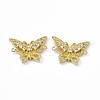 Brass Pave Clear Cubic Zirconia Connector Charms KK-E068-VC087-2