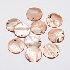 Dyed Natural Flat Round Shell Pendant SHEL-P003-03-2
