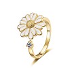 Daisy Enamel Rotatable Cuff Rings for Women RJEW-M016-05G-1