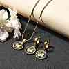 304 Stainless Steel Enamel Pendant Necklaces & Hoop Earring Set for Women SJEW-C007-03G-01-2