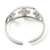 304 Stainless Steel Clover Open Cuff Ring RJEW-F149-04P-3