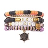 5Pcs Halloween Handmade Polymer Clay & Acrylic Beaded Stretch Bracelets Kit BJEW-TA00480-1