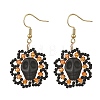 Halloween Gothic Synthetic Turquoise Skull Dangle Earrings EJEW-MZ00807-01-3