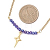 Electroplate Glass Faceted Rondelle Beaded Alloy Pendant 304 Stainless Steel Curb Chain Necklaces for Women NJEW-JN05764-01-3