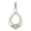 925 Sterling Silver Micro Pave Clear Cubic Zirconia Open Back Bezel Pendant Cabochon Settings STER-B005-25P-1